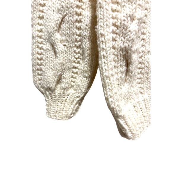 Vintage Fisherman Sweater Flaherty Imports Kennebunkport White Wool Blend Large - Picture 5 of 8
